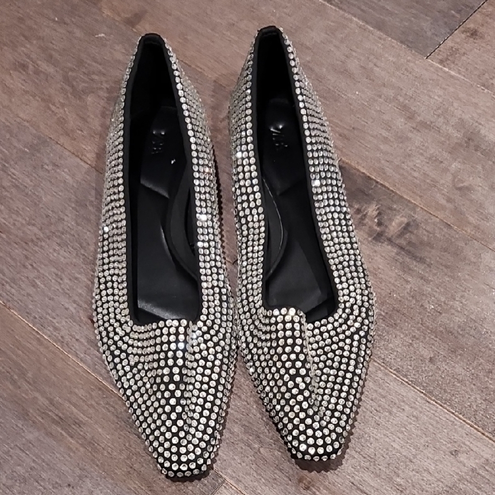 Zara Pointed  Toe l Rhinestone Flats